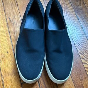 Vince Warren Black Slip-On Loafers with White Sole